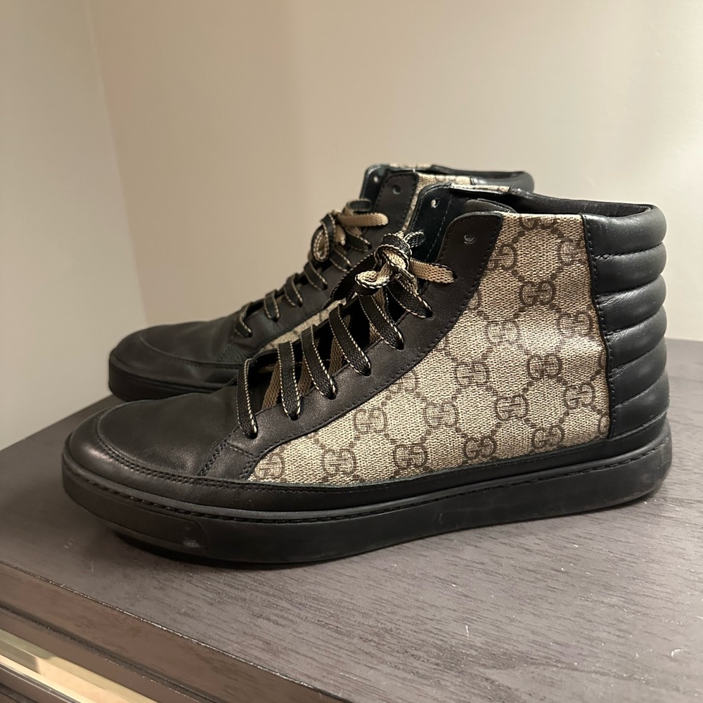Gucci Black and Brown Sneakers with High-Top Design